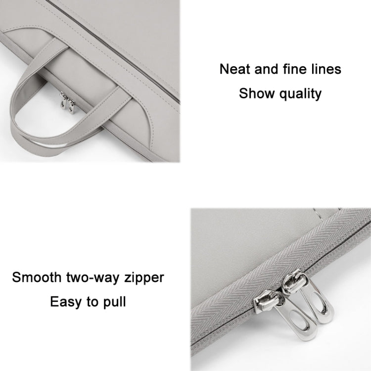 Baona BN-Q006 PU Leather Full Opening Laptop Handbag For 11/12 inches(Grey) - 12.1 inch by Baona | Online Shopping UK | buy2fix