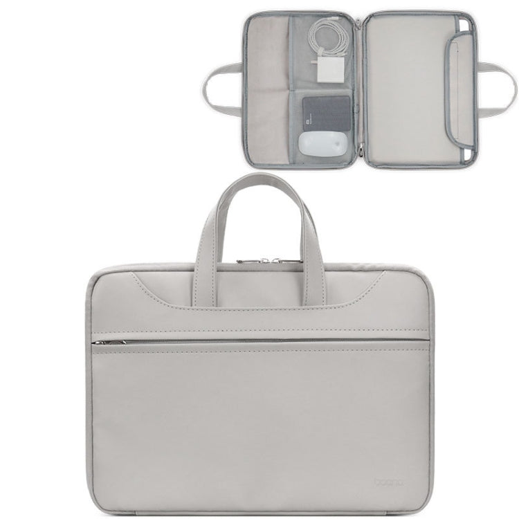 Baona BN-Q006 PU Leather Full Opening Laptop Handbag For 13/13.3 inches(Grey) - 13.3 inch by Baona | Online Shopping UK | buy2fix