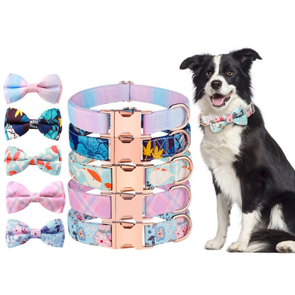 Rose Gold Buckle Pet Detachable Bow Collar, Size: XL 2.5x43-70cm(Blue Bellland) - Home & Garden by buy2fix | Online Shopping UK | buy2fix