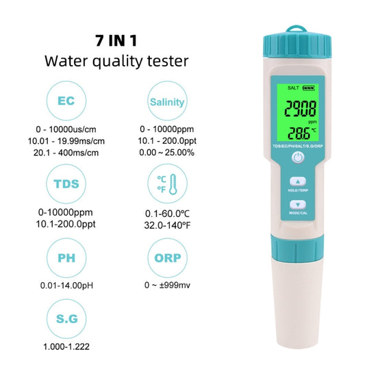 C-600A 7 In 1 Temperature/Salinity/PH/TDS/EC/ORP/SG Monitoring Pen(without Battery and Powder) by buy2fix