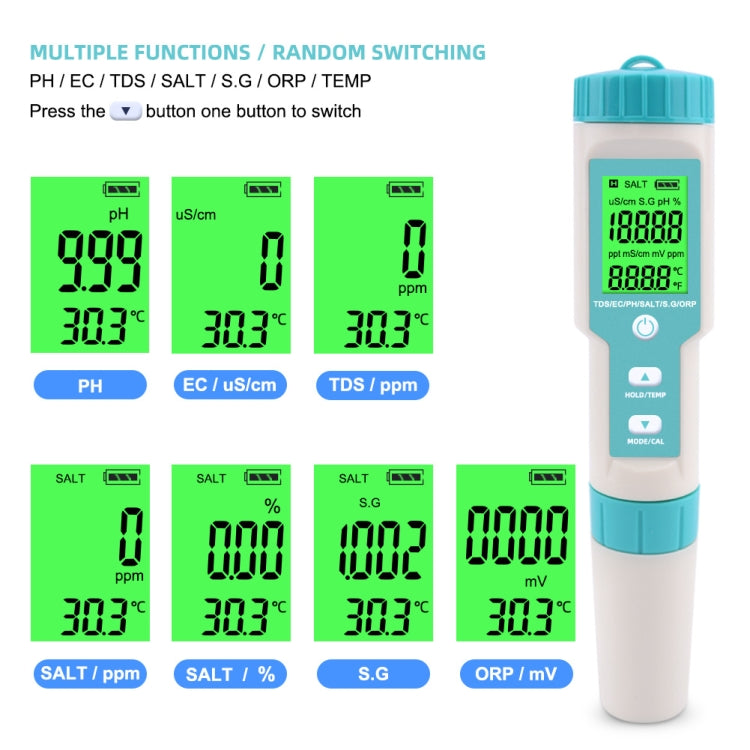 C-600A 7 In 1 Temperature/Salinity/PH/TDS/EC/ORP/SG Monitoring Pen(without Battery and Powder) - Consumer Electronics by buy2fix | Online Shopping UK | buy2fix