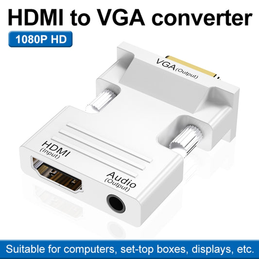 HDMI Female To VGA Male With Audio Adapter Computer Monitor TV Projector Converter(White) by buy2fix