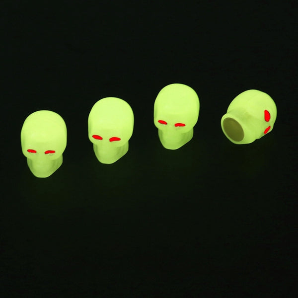 1 Sets Car Tire Luminous Valve Cap Motorcycle Skull Valve Core Cap (Yellow) by buy2fix