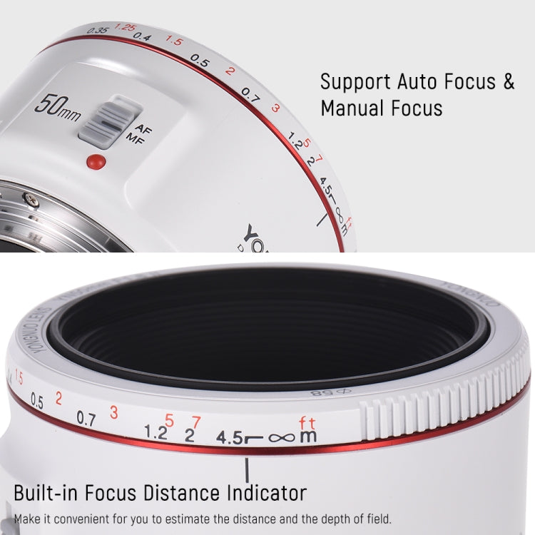 YONGNUO YN50mm F1.8 II Fixed Focus Lens Full Frame Automatic Focus For Canon SLR Camera - Camera Accessories by YONGNUO | Online Shopping UK | buy2fix