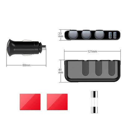 SHUNWEI Car Cigarette Lighter Charger 12/24V USB Converts Socket, Style: 3 Holes 2 USB - In Car by SHUNWEI | Online Shopping UK | buy2fix