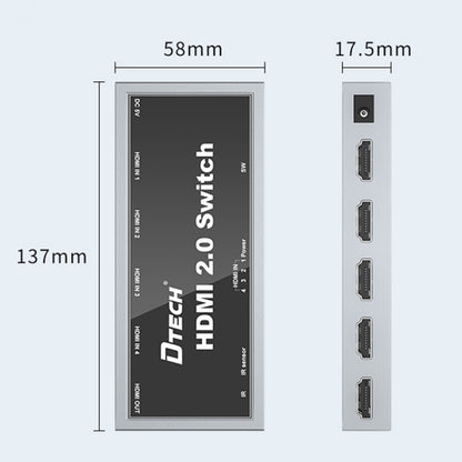 DTECH DT-7421 4K 60Hz 4 In 1 Out HD HDMI 2.0 Switch, CN Plug - Switch by DTECH | Online Shopping UK | buy2fix