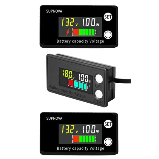 SUPNOVA LCD Color Screen DC Voltmeter Lithium Storage Battery Meter, Style: Alarm + Temperature Type by SUPNOVA