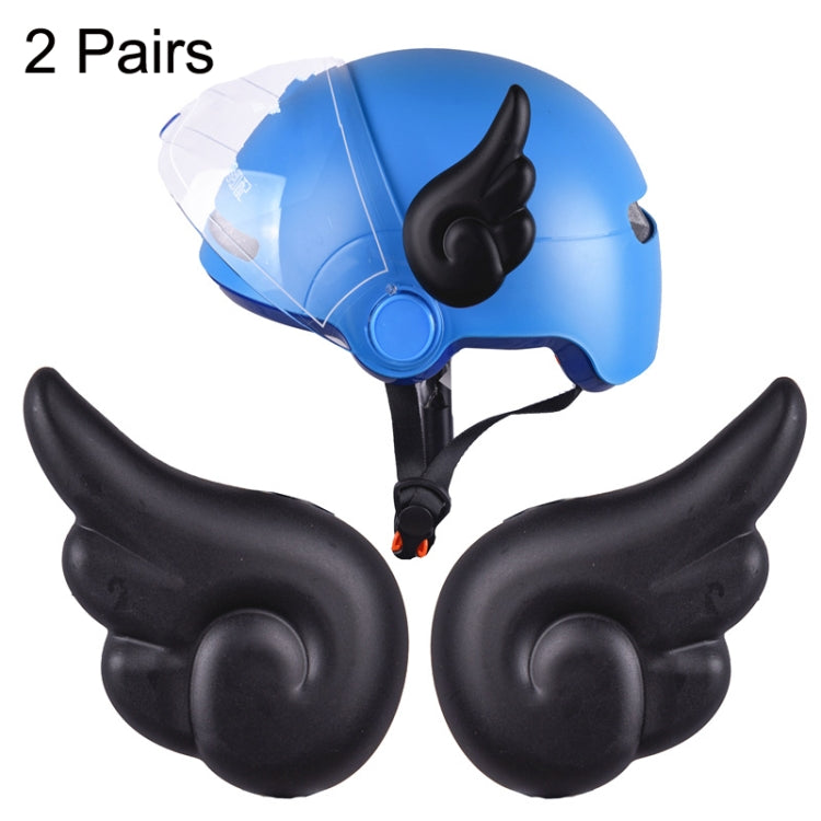 2 Pairs Motorcycle Helmet Angel Wings Decoration(Black) - In Car by buy2fix | Online Shopping UK | buy2fix