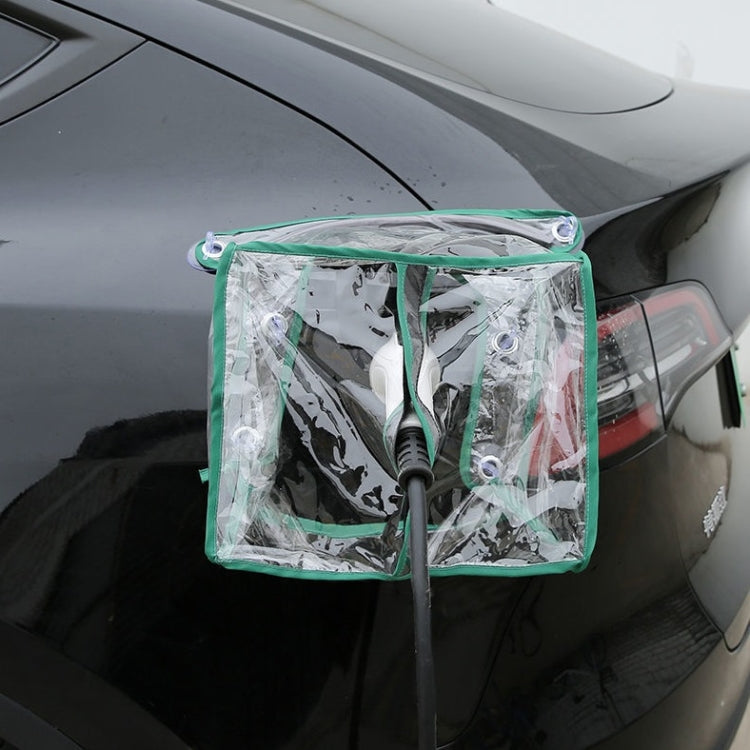 New Energy Vehicle Charging Waterproof Cover With Reflective Strip(Transparent Green Edge) - In Car by buy2fix | Online Shopping UK | buy2fix