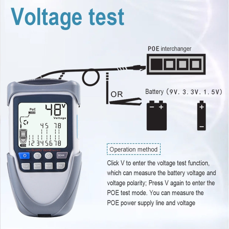 ET613 Network Cable Tester Wire Tracker Battery Voltage POE Test Multi-function Cable Tester - Consumer Electronics by buy2fix | Online Shopping UK | buy2fix