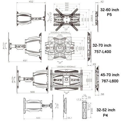 NORTH BAYOU Telescopic Swivel TV Monitor Wall Mount Bracket For 32-60 inch - TV Brackets & Mounts by NORTH BAYOU | Online Shopping UK | buy2fix