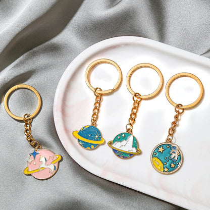 5 PCS Drip Oil Round Keychain Key Ring Bag Pendant( Snow Mountain) - In Car by buy2fix | Online Shopping UK | buy2fix