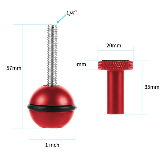 Ball Head Adapter Adjustable Screw Fixed Mount Camera Underwater Diving Photography Lights Bracket(1/4 Inch Red) by buy2fix