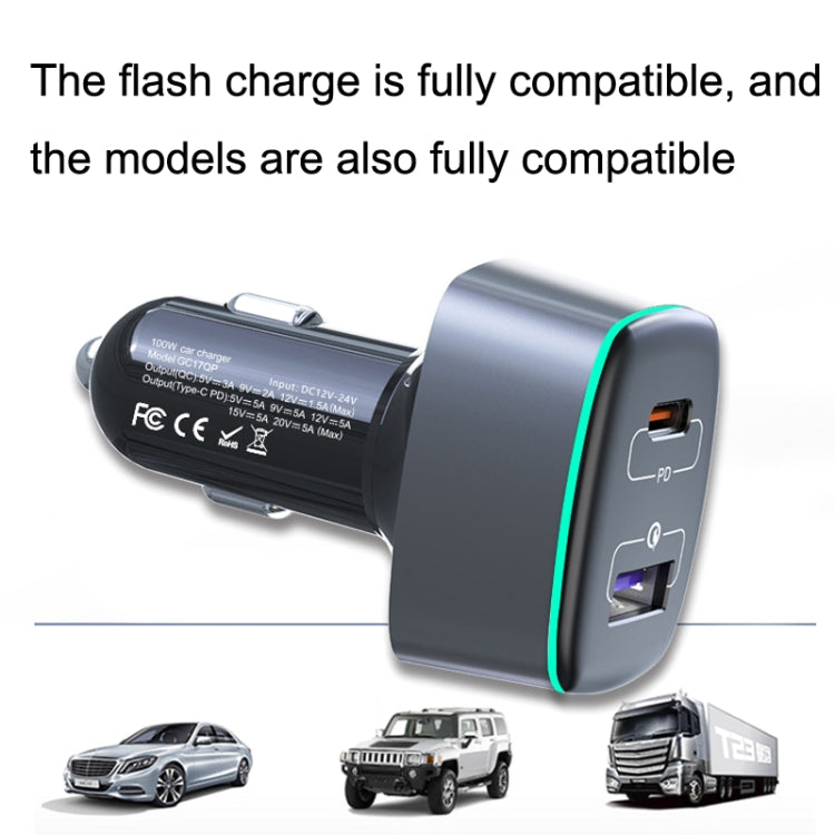 GC-17 100W High-power Car Charger 2 In 1 Cigarette Lighter - In Car by buy2fix | Online Shopping UK | buy2fix