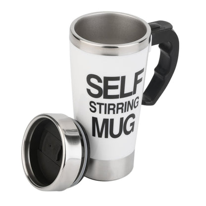 FX-589 400ml 304 Stainless Steel Automatic Stirring Coffee Cup(White) by buy2fix