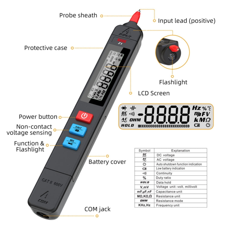 BSIDE Z1 Smart Pen Multimeter Electric Pen Voltage Detector Without Battery (Black) - Consumer Electronics by BSIDE | Online Shopping UK | buy2fix