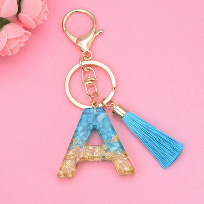 2 PCS English Alphabet Epoxy Tassel Keychain Bag Pendant(A) - In Car by buy2fix | Online Shopping UK | buy2fix