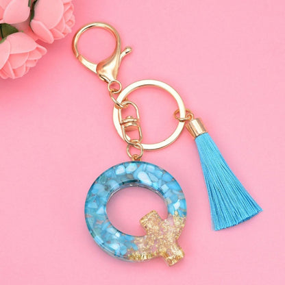 2 PCS English Alphabet Epoxy Tassel Keychain Bag Pendant(Q) - In Car by buy2fix | Online Shopping UK | buy2fix