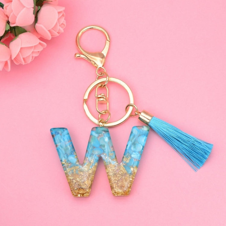 2 PCS English Alphabet Epoxy Tassel Keychain Bag Pendant(W) - In Car by buy2fix | Online Shopping UK | buy2fix