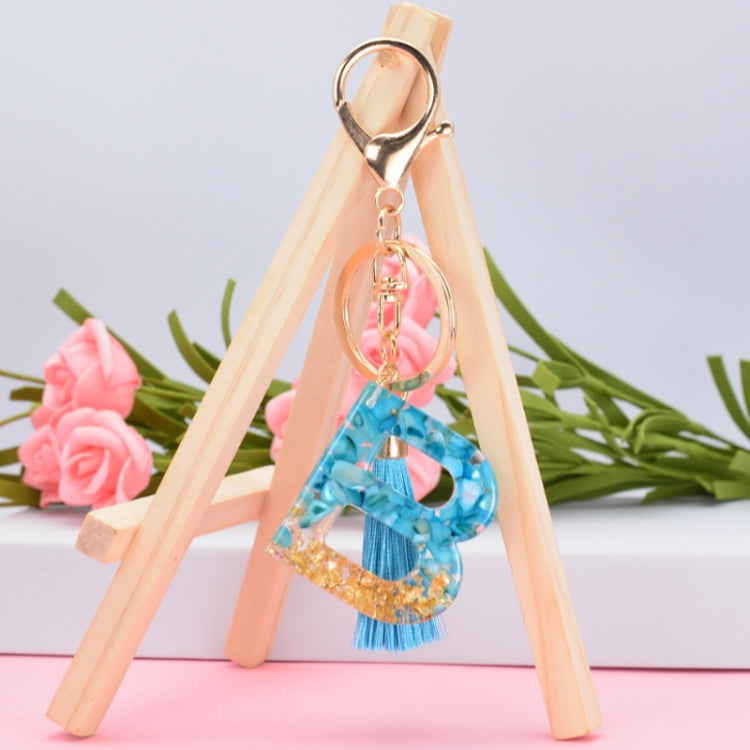 2 PCS English Alphabet Epoxy Tassel Keychain Bag Pendant(P) - In Car by buy2fix | Online Shopping UK | buy2fix