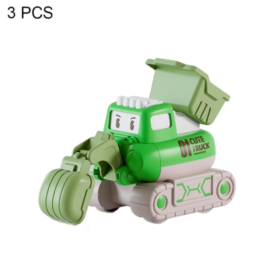 3 PCS 7799 Pressing Inertia Forward Cartoon Children Toy Car(Green) - Model Toys by buy2fix | Online Shopping UK | buy2fix