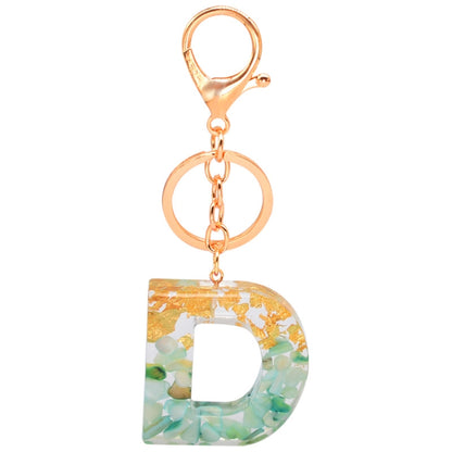 2 PCS Gold Foil Epoxy English Letter Keychain Bag Pendant(D) - In Car by buy2fix | Online Shopping UK | buy2fix