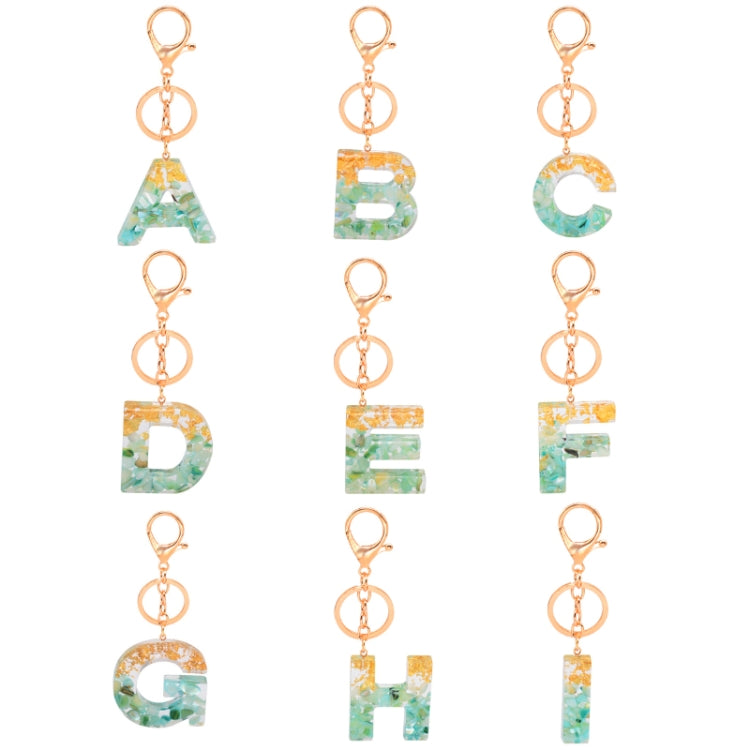 2 PCS Gold Foil Epoxy English Letter Keychain Bag Pendant(E) - In Car by buy2fix | Online Shopping UK | buy2fix