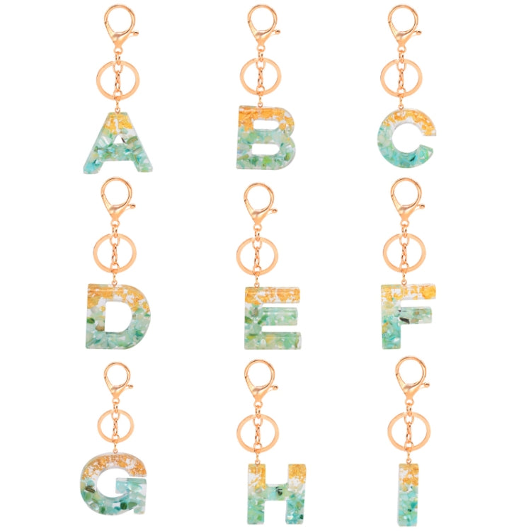 2 PCS Gold Foil Epoxy English Letter Keychain Bag Pendant(H) - In Car by buy2fix | Online Shopping UK | buy2fix