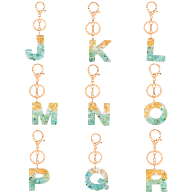 2 PCS Gold Foil Epoxy English Letter Keychain Bag Pendant(J) - In Car by buy2fix | Online Shopping UK | buy2fix