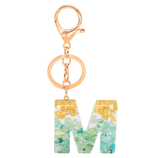 2 PCS Gold Foil Epoxy English Letter Keychain Bag Pendant(M) - In Car by buy2fix | Online Shopping UK | buy2fix