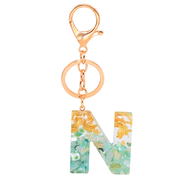 2 PCS Gold Foil Epoxy English Letter Keychain Bag Pendant(N) - In Car by buy2fix | Online Shopping UK | buy2fix