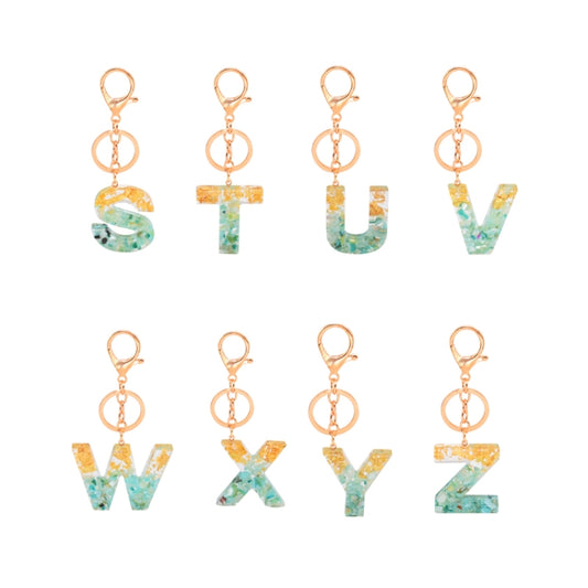 2 PCS Gold Foil Epoxy English Letter Keychain Bag Pendant(X) by buy2fix