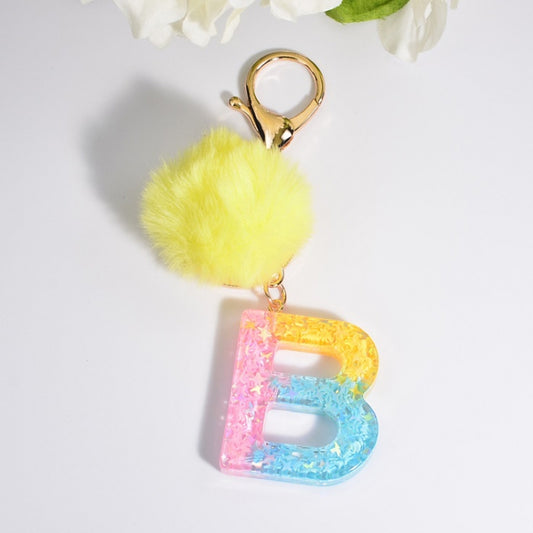 2 PCS Crystal Epoxy Rainbow Color Keychain Hair Ball Ladies Bag Pendant(B) - In Car by buy2fix | Online Shopping UK | buy2fix