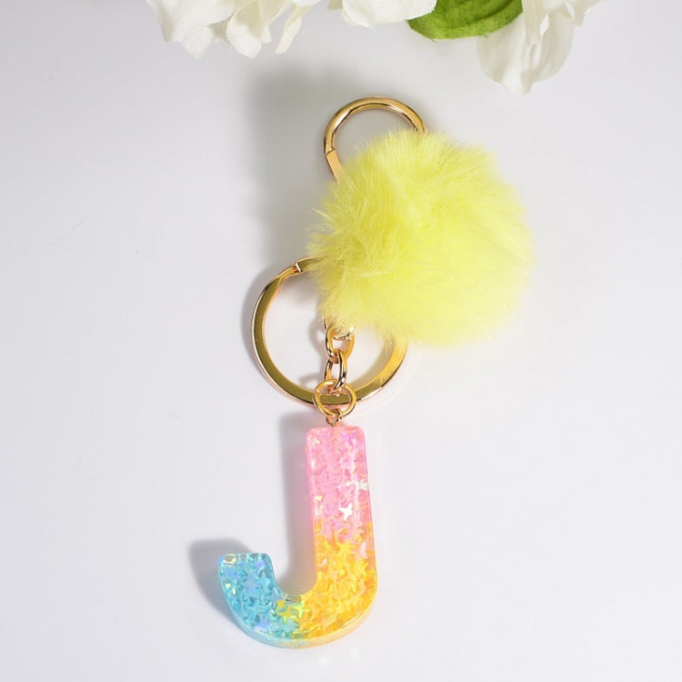 2 PCS Crystal Epoxy Rainbow Color Keychain Hair Ball Ladies Bag Pendant(J) - In Car by buy2fix | Online Shopping UK | buy2fix