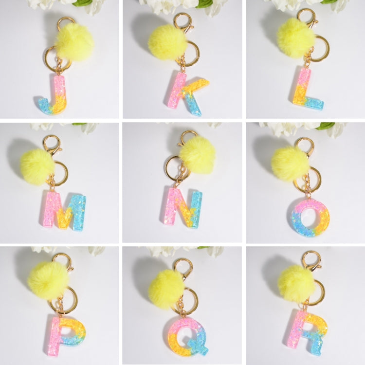 2 PCS Crystal Epoxy Rainbow Color Keychain Hair Ball Ladies Bag Pendant(O) - In Car by buy2fix | Online Shopping UK | buy2fix