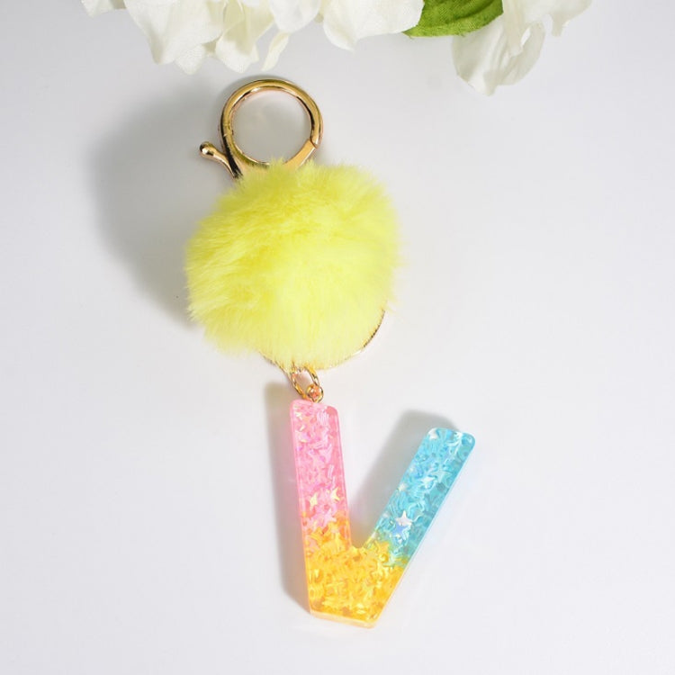 2 PCS Crystal Epoxy Rainbow Color Keychain Hair Ball Ladies Bag Pendant(V) - In Car by buy2fix | Online Shopping UK | buy2fix