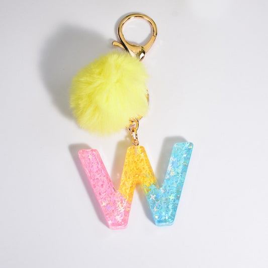 2 PCS Crystal Epoxy Rainbow Color Keychain Hair Ball Ladies Bag Pendant(W) - In Car by buy2fix | Online Shopping UK | buy2fix