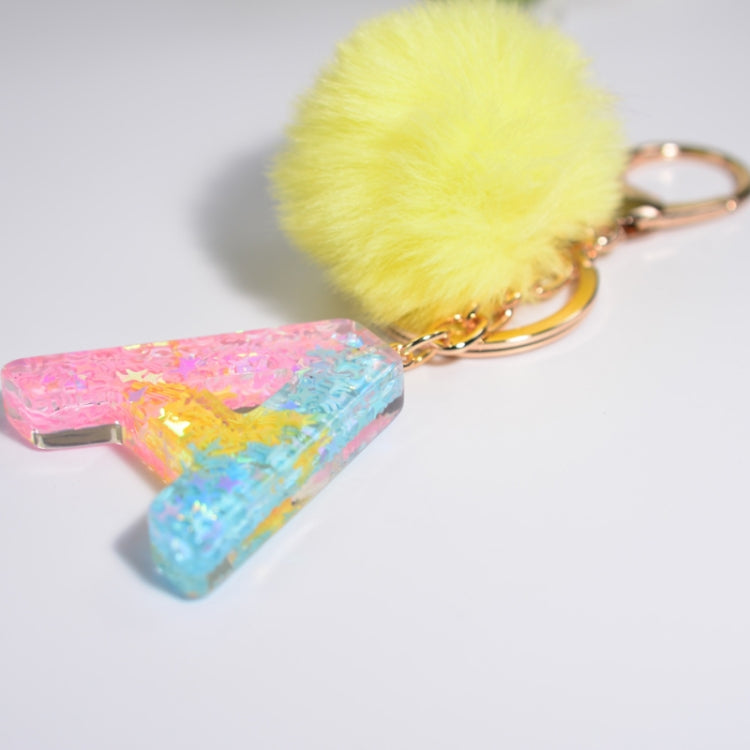 2 PCS Crystal Epoxy Rainbow Color Keychain Hair Ball Ladies Bag Pendant(V) - In Car by buy2fix | Online Shopping UK | buy2fix