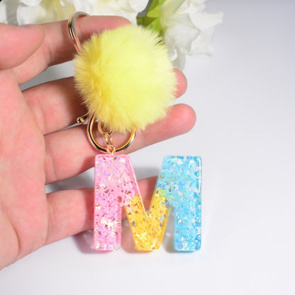 2 PCS Crystal Epoxy Rainbow Color Keychain Hair Ball Ladies Bag Pendant(B) - In Car by buy2fix | Online Shopping UK | buy2fix