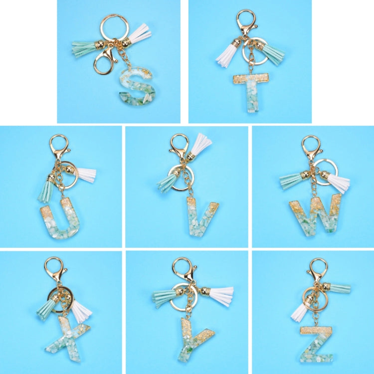 2 PCS Gold Foil English Letter Tassel Keychain Bag Decoration Pendant(S) - In Car by buy2fix | Online Shopping UK | buy2fix