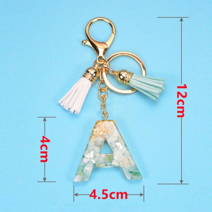 2 PCS Gold Foil English Letter Tassel Keychain Bag Decoration Pendant(O) - In Car by buy2fix | Online Shopping UK | buy2fix