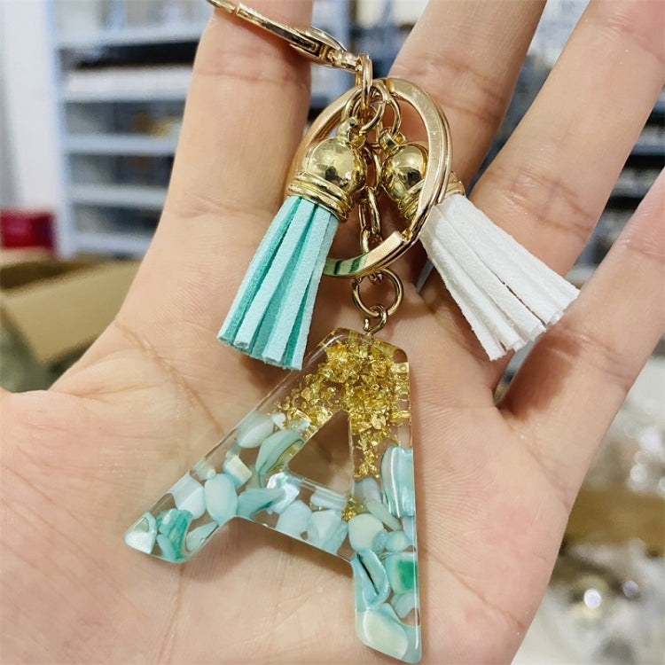 2 PCS Gold Foil English Letter Tassel Keychain Bag Decoration Pendant(R) - In Car by buy2fix | Online Shopping UK | buy2fix