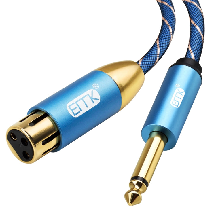 EMK KN603 2Pin 6.5mm Canon Line Balanced Audio Microphone Line,Cable Length: 0.5m(Blue) - Consumer Electronics by EMK | Online Shopping UK | buy2fix