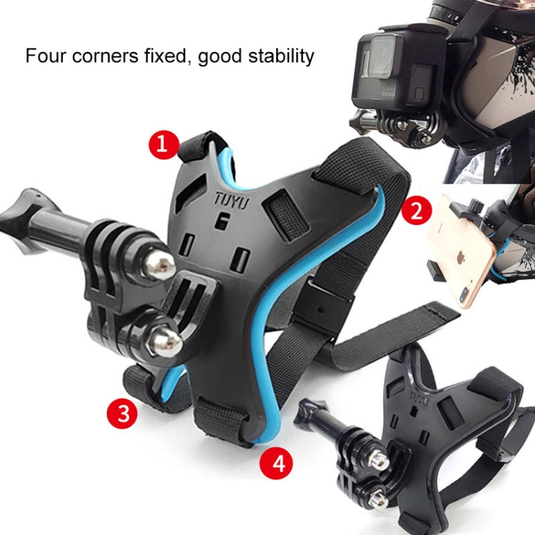 TUYU Motorcycle Helmet Chin Action Camera Mobile Phone Mounting Bracket Blue Bracket - DJI & GoPro Accessories by TUYU | Online Shopping UK | buy2fix