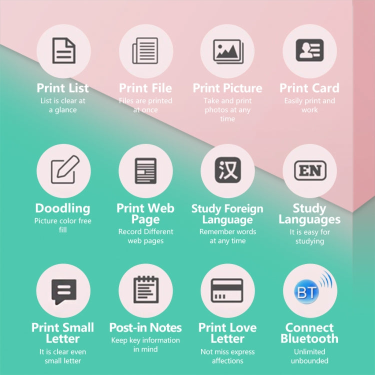 C19 200DPI Student Homework Printer Bluetooth Inkless Pocket Printer Blue by buy2fix