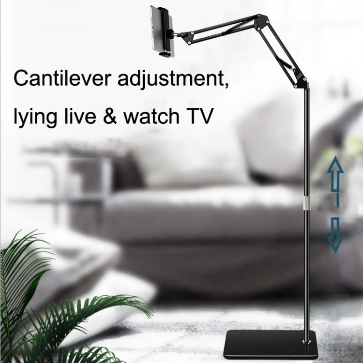 135cm Mobile Phone Tablet Live Broadcast Bedside Lifting Bracket Cantilever Floor Model (Black) - Lazy Bracket by buy2fix | Online Shopping UK | buy2fix