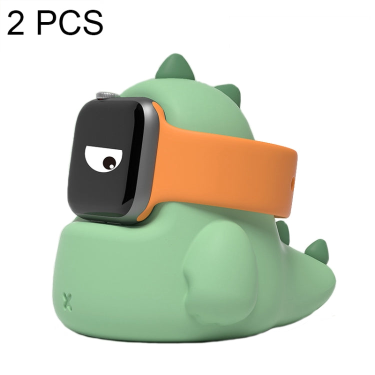 2 PCS H003 Cute Dinosaur Shaped Silicone Charging Stand without Watch For Apple Watch(Green) - Smart Wear by buy2fix | Online Shopping UK | buy2fix