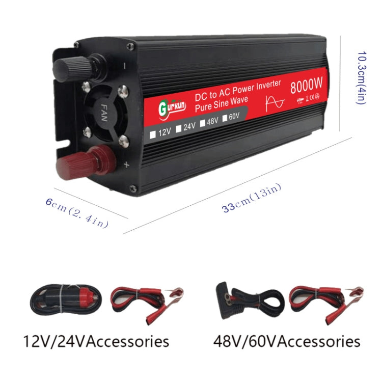 Gurxun 8000W High Power Household Car Sine Wave Inverter, Specification: 48V To 220V - In Car by Gurxun | Online Shopping UK | buy2fix