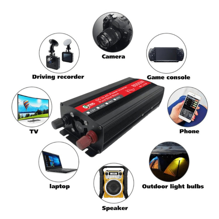 Gurxun 8000W High Power Household Car Sine Wave Inverter, Specification: 48V To 220V - In Car by Gurxun | Online Shopping UK | buy2fix