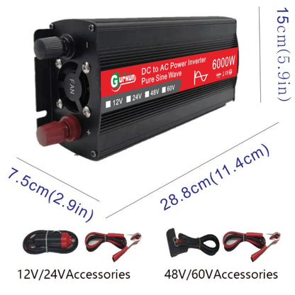 Gurxun 6000W High Power Sine Wave Inverter With Single Digital Display, Specification: 24V-220V - In Car by Gurxun | Online Shopping UK | buy2fix